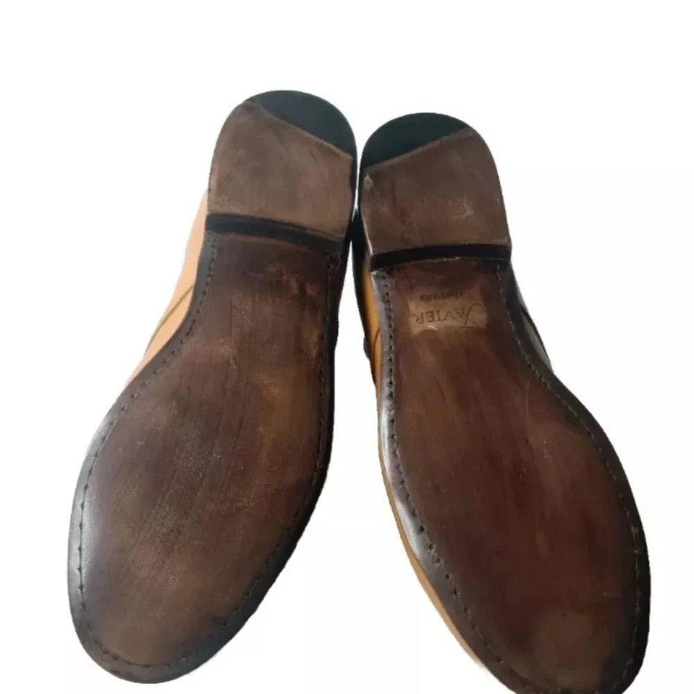 Javier Handmade Leather Boots Men's Size 11 Medium Plain Toe British Tan